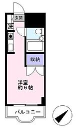 ロザール松戸 2階ワンルームの間取り
