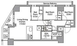 コンフォリア東葛西 2階3LDKの間取り