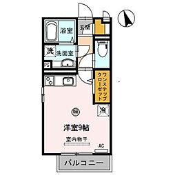 クレール出島 1階ワンルームの間取り