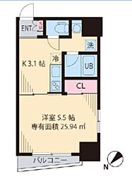 comodo 1Kの間取図画像