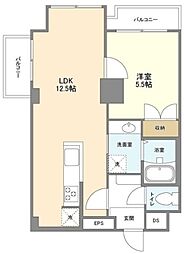 ベルファン西麻布 2階1LDKの間取り