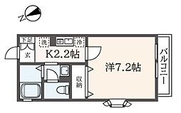 Ｌｏｇｅｍｅｎｔ　Ｂｅｌｌ 2階1Kの間取り