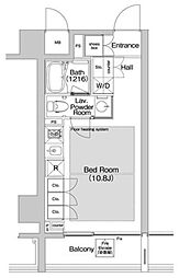 BPRレジデンス渋谷 10階ワンルームの間取り