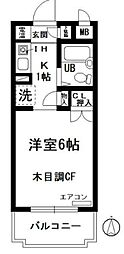 Liz三ツ沢 1Kの間取図画像