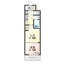 エステムコート京都二条 7階2Kの間取り