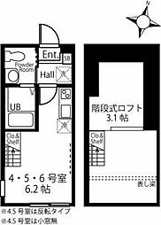 ハーミットクラブハウスクエストサークル ワンルームの間取図画像