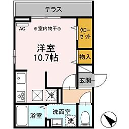 JR横浜線 相模原駅 徒歩9分の賃貸アパート 1階ワンルームの間取り