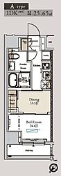 アーバンコア月島 1DKの間取図画像
