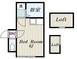 フォンターナ相模大野 2階ワンルームの間取り
