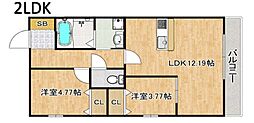 大阪市住吉区山之内3丁目マンション 2LDKの間取図画像