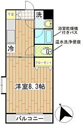 アネックスさつき 1Kの間取図画像
