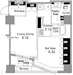 パークアクシス日本橋浜町 1LDKの間取図画像
