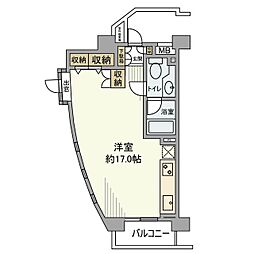 フリーディオ大崎 8階ワンルームの間取り