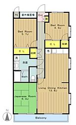 グランディール 3LDKの間取図画像