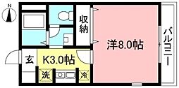 グラッドヒルズ2 1Kの間取図画像