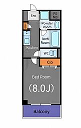 フルリール二子 1Kの間取図画像