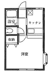 レインボーハイツ小林II 1階1Kの間取り