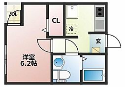アルカディア 1階1Kの間取り