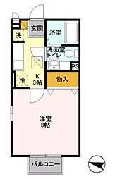 ボーヌファム・3 1Kの間取図画像