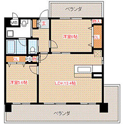 クリムゾン博多2 2LDKの間取図画像