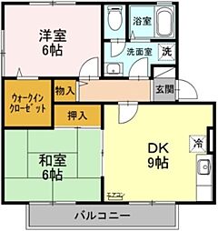 セントラルハイムA 2DKの間取図画像