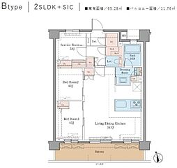 藤沢市弥勒寺1丁目マンション 2SLDKの間取図画像