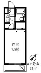 佃ビル 3階1Kの間取り