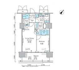 HARUMIFLAGPORTVILLAGEC棟 1LDKの間取図画像