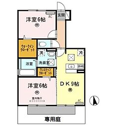 D-roomなごみ 1階2DKの間取り
