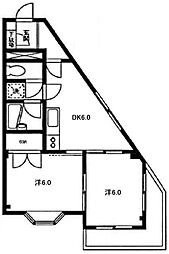 クレメゾン天沼 2階2DKの間取り