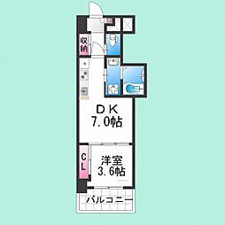 CLOVERVIEWKITAHANADA 1DKの間取図画像