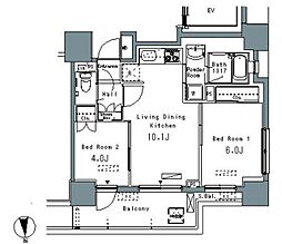 パークアクシス仲御徒町 6階2LDKの間取り