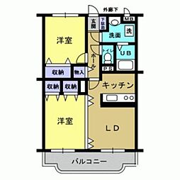 プリムヴェールC 2LDKの間取図画像