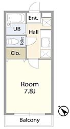 スタジオーネ弐番館 2階1Kの間取り