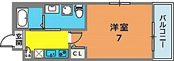 ワコーレヴィータ大開ステーシア 3階1Kの間取り