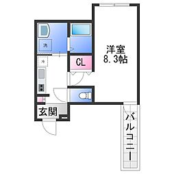 JR阪和線 津久野駅 徒歩6分の賃貸アパート 1階1Kの間取り