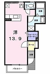 カーサミニヨン ワンルームの間取図画像