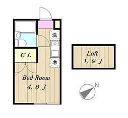 エンゼルハイム 1階ワンルームの間取り