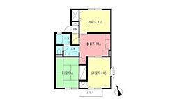 田園ハイツパートII 101 1階3DKの間取り