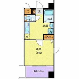 東京メトロ日比谷線 八丁堀駅 徒歩4分の賃貸マンション 8階1Kの間取り