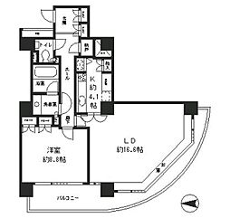 リバーポイントタワー 1LDKの間取図画像