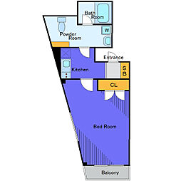 JR京浜東北・根岸線 大井町駅 徒歩14分の賃貸マンション 4階1Kの間取り