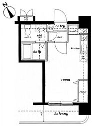 ミリオンステージ西早稲田壱番館 6階ワンルームの間取り