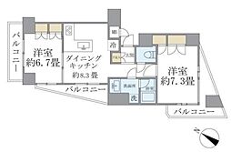 KDXレジデンス日本橋箱崎 2DKの間取図画像