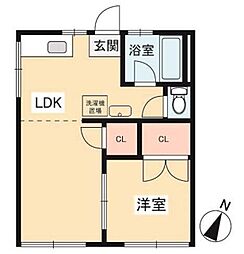 ライトハウスC棟 1LDKの間取図画像