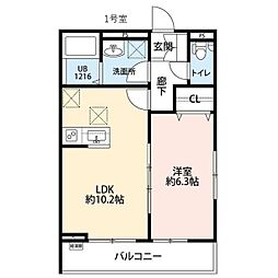 EXIV3 1LDKの間取図画像