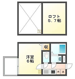 ロフティ四条大宮 1階1Kの間取り