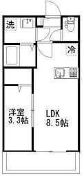 アットリラ八千代台西B 1LDKの間取図画像