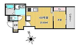 Charme Maison香椎 1LDKの間取図画像