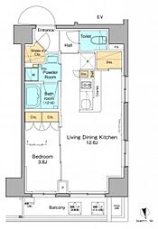 プラウドフラット浅草 6階1LDKの間取り